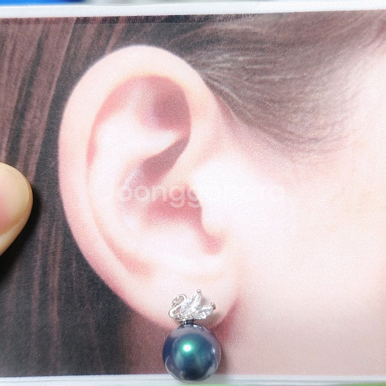 무료배송 스와로브스키 타히티흑진주귀걸이 10mm--1