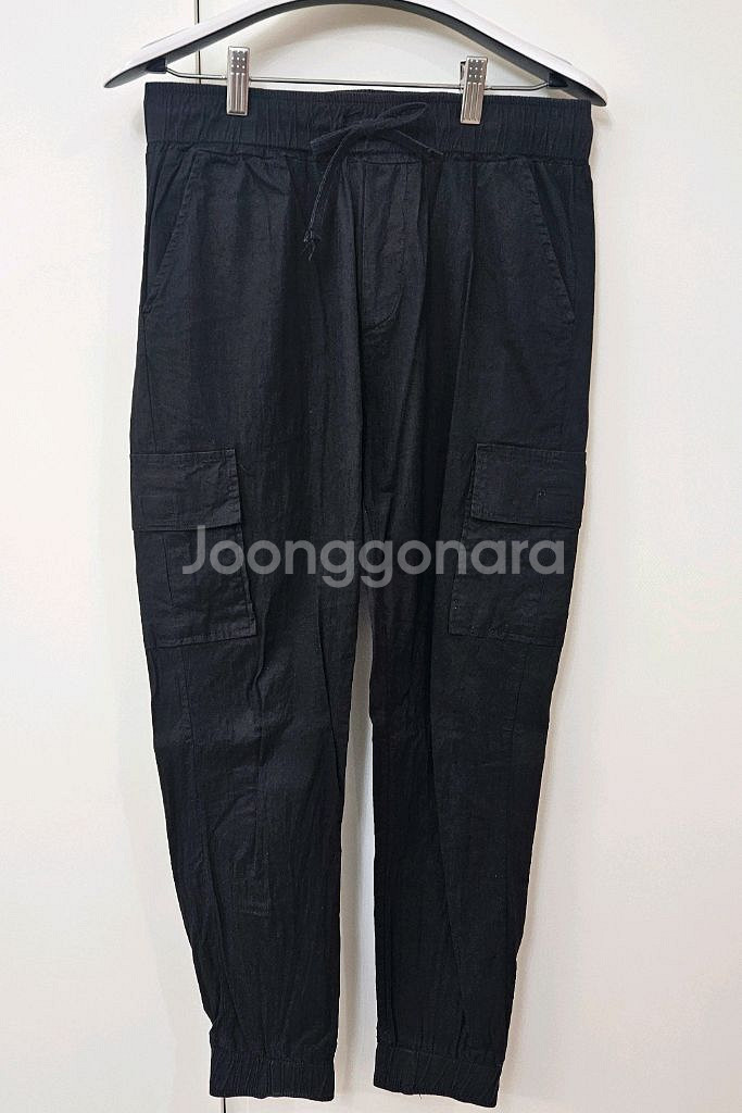 남성용 블랙 카고 조거 팬츠--0
