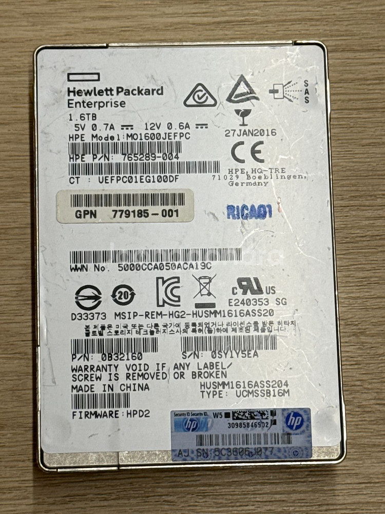 HP 서버용 SAS SSD HGST 12G 1.6TB--0