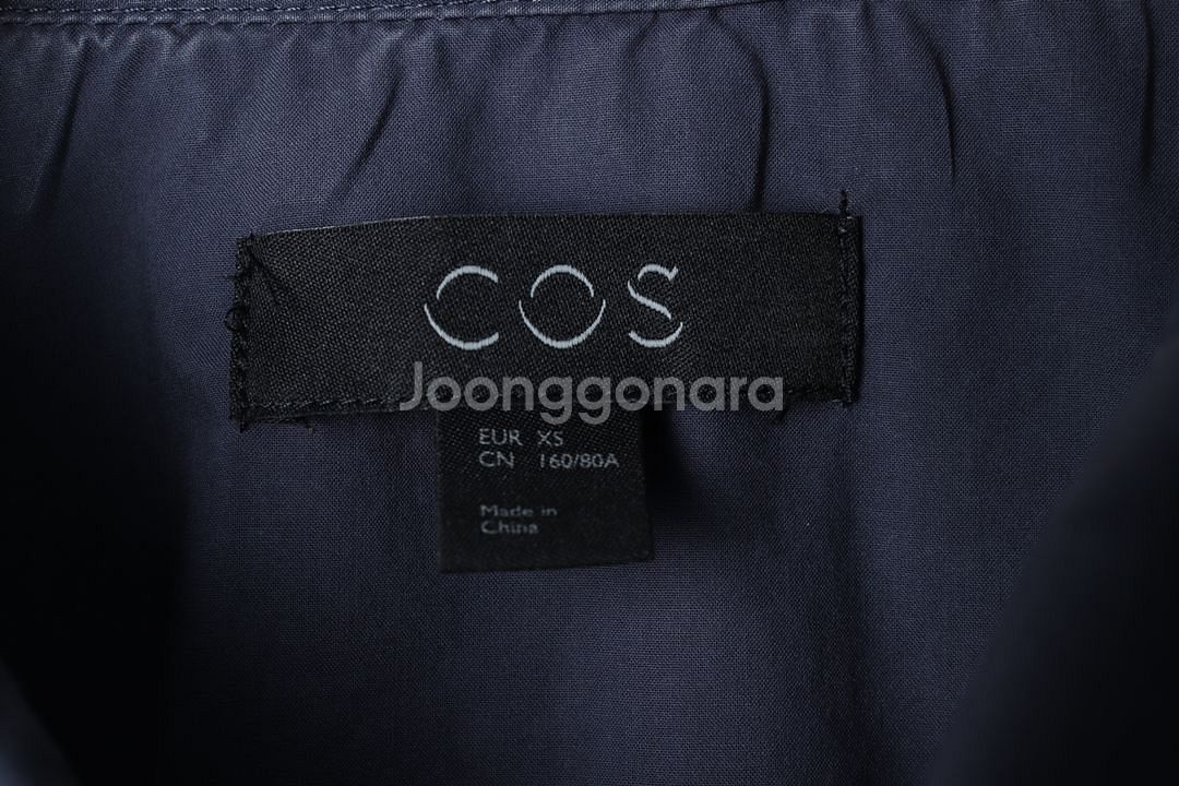 W(XS-S) 코스 드레스 원피스 반팔 셔츠 네이비--3