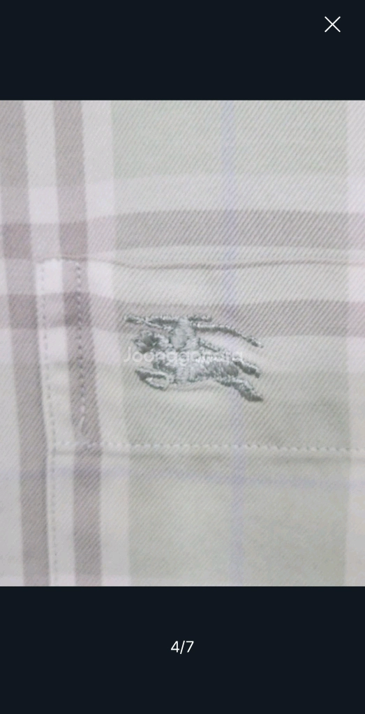 (M) 버버리 반팔남방 체크 반팔셔츠 로고 포켓 매장판 이미지