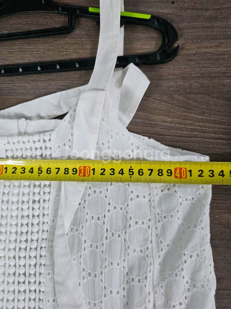 펀칭 레이스 플라워자가드 프릴 민소매 끈나시 롱원피스--8