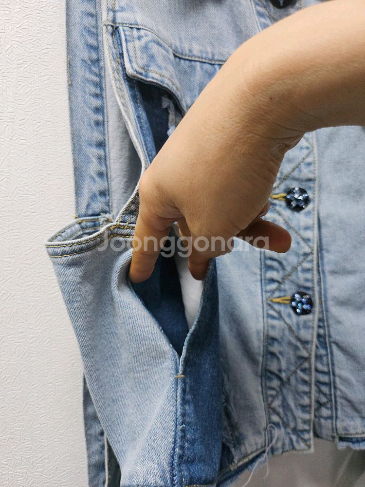 02nd 오즈세컨 블루큐빅단추 데님청 조끼자켓 82--3