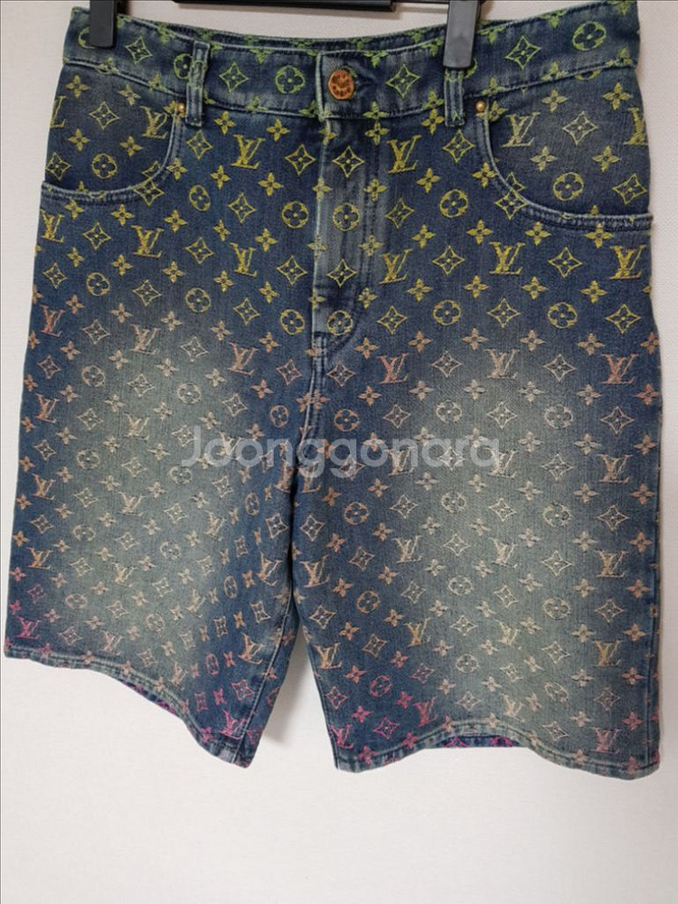 루이비통 레인보우 모노그램 데님 팬츠 반바지--2