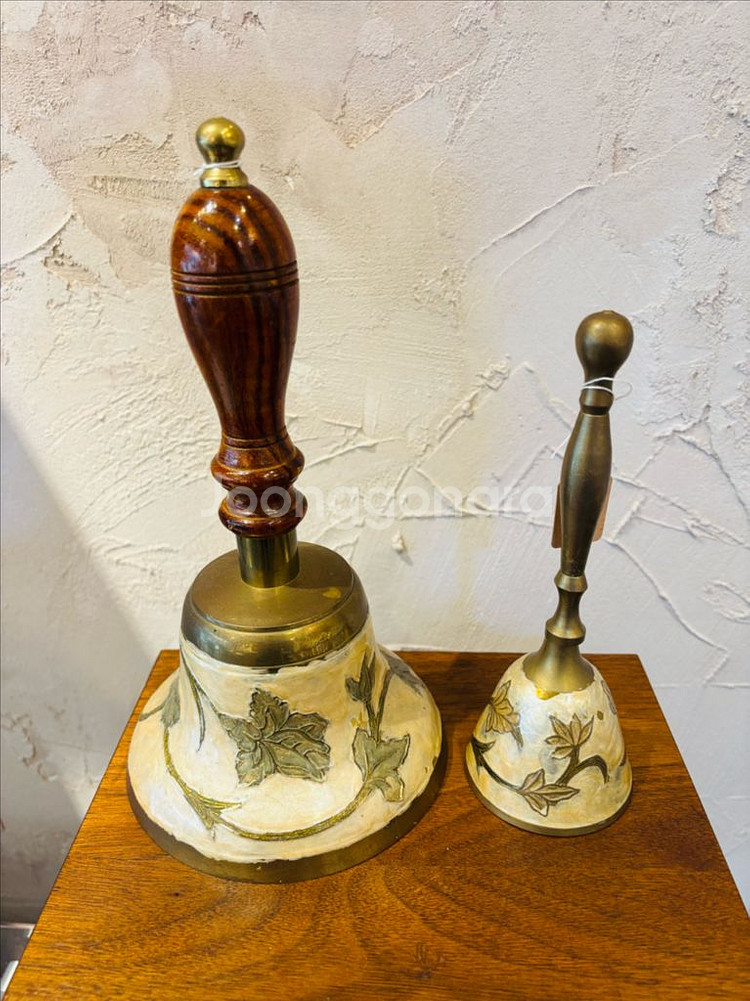 빈티지 손잡이 황동 벨 종 중형--5