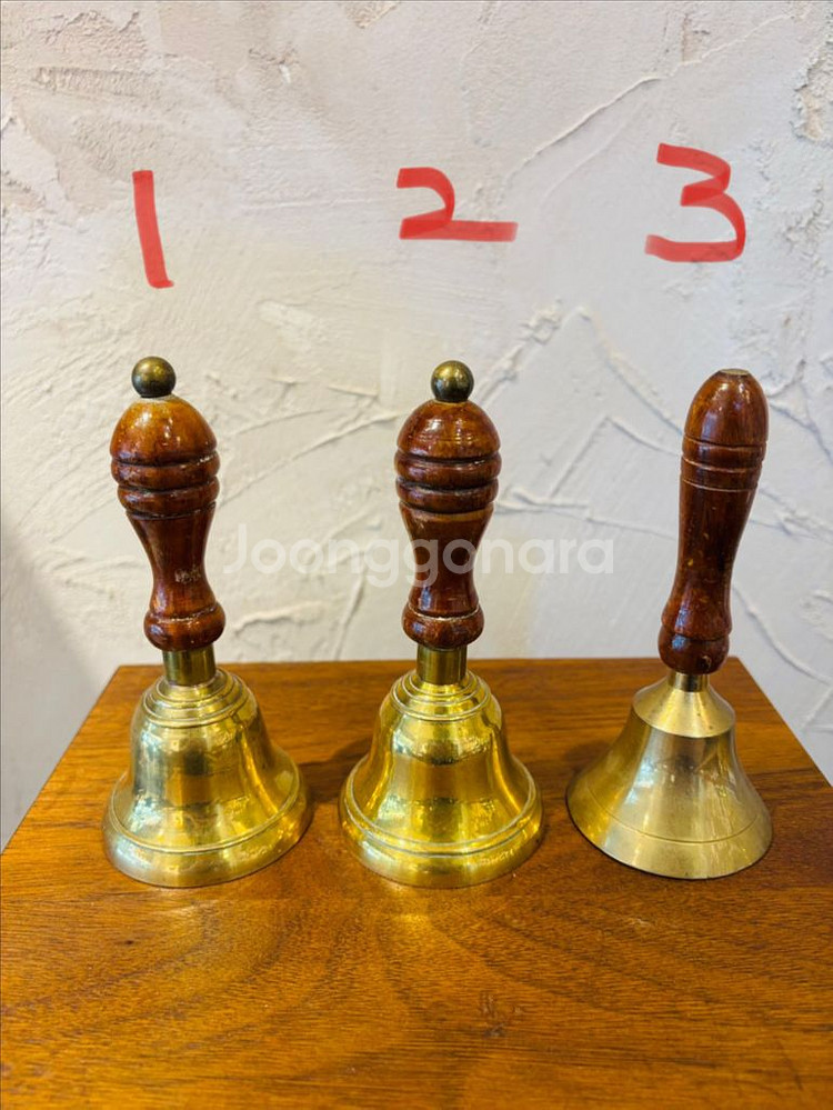 빈티지 손잡이 황동 벨 종 소형 #1,2,3--0