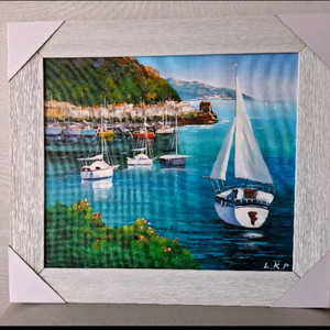 이강필화백 액자 그림 (바다 풍경 유화그림)