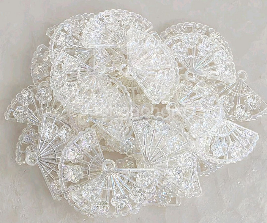 고리파츠 부채 오로라투명 30개 일괄--0