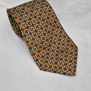 파시오네 갈색 패턴 실크 넥타이