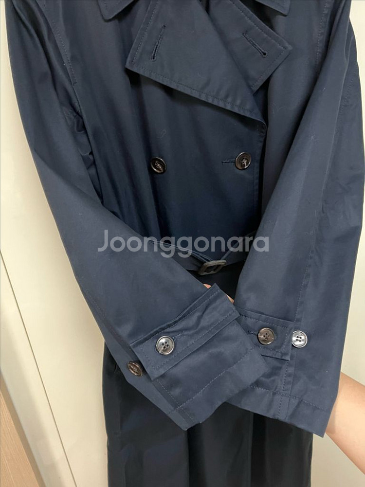주카 ZUCCA 더블 버튼 네이비 트렌치 코트 벨트 롱--7