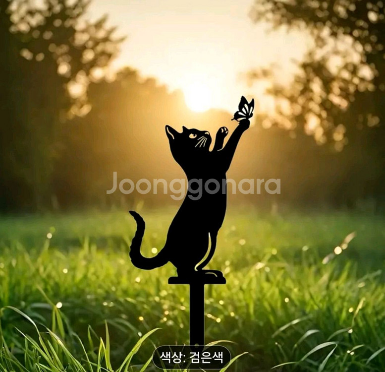 새상품)화분정원 장식 철제 고양이 2마리일괄--1