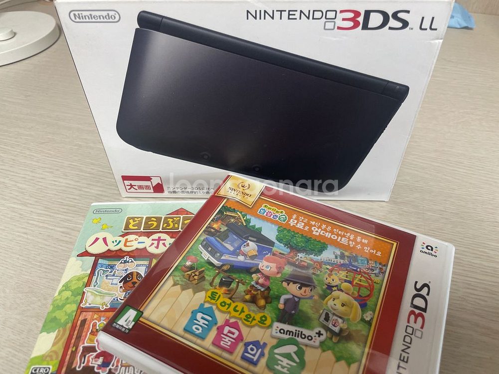 닌텐도 3DS LL 블랙+튀동숲 칩+해피홈 칩 일괄--0