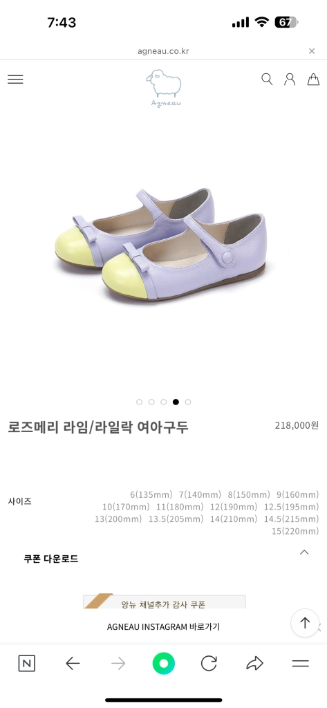 앙뉴 로즈메리 라임/ 라일락 구두 이미지