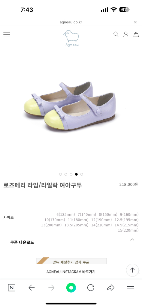 앙뉴 로즈메리 라임/ 라일락 구두 이미지