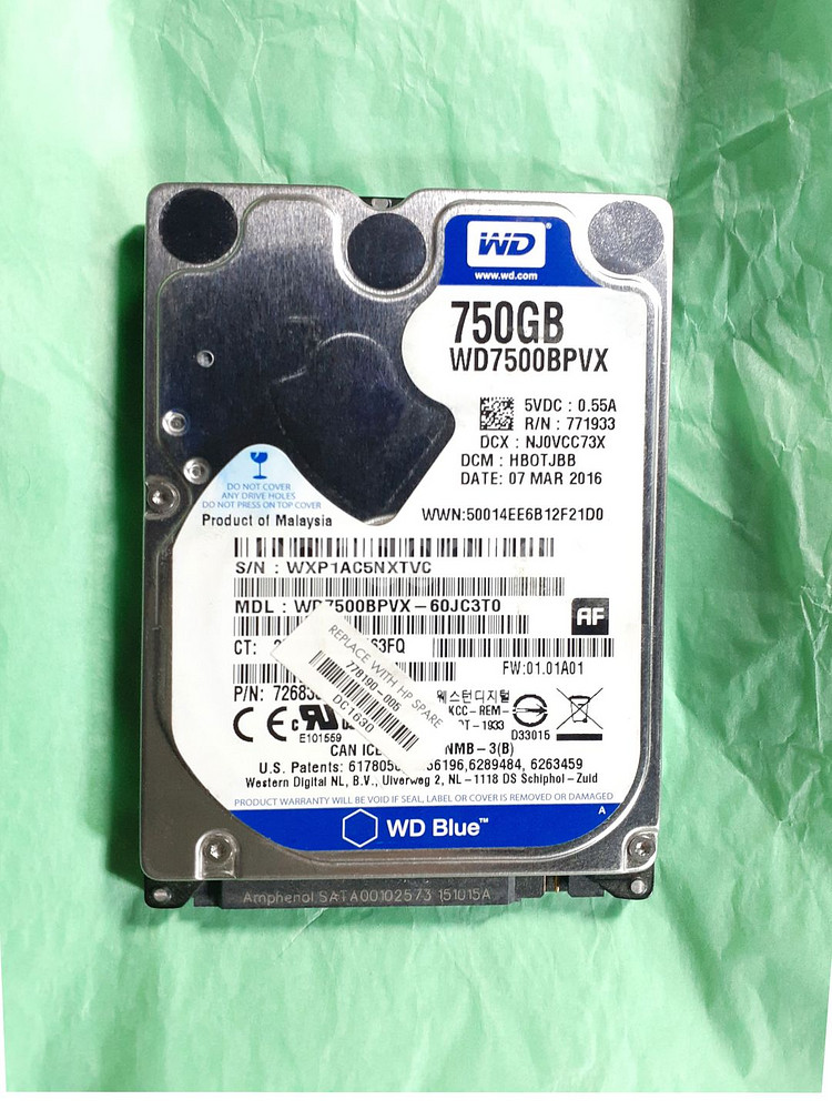 노트북 하드 WD Blue HDD 750GB 2.5인치--0