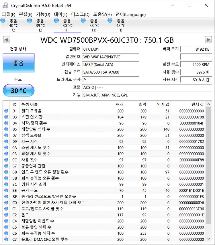 노트북 하드 WD Blue HDD 750GB 2.5인치--2