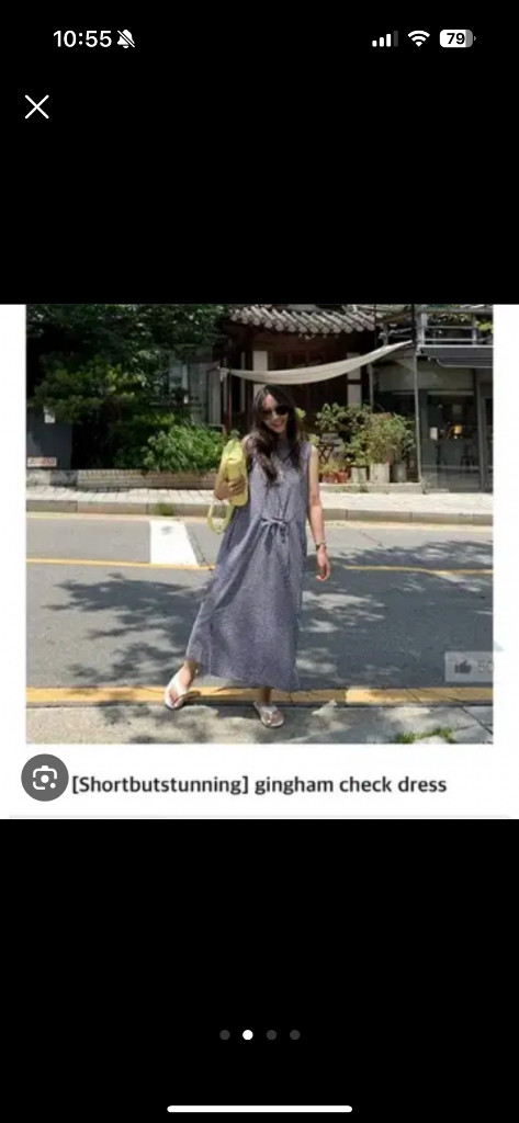 A급) 쇼트벗스터닝 깅엄체크 롱 원피스(임부복 가능) 이미지