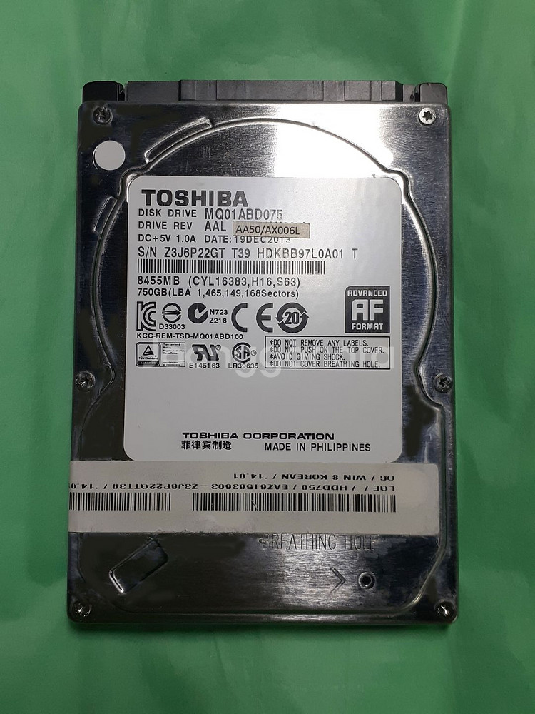노트북하드 도시바 HDD 750GB 2.5인치--0
