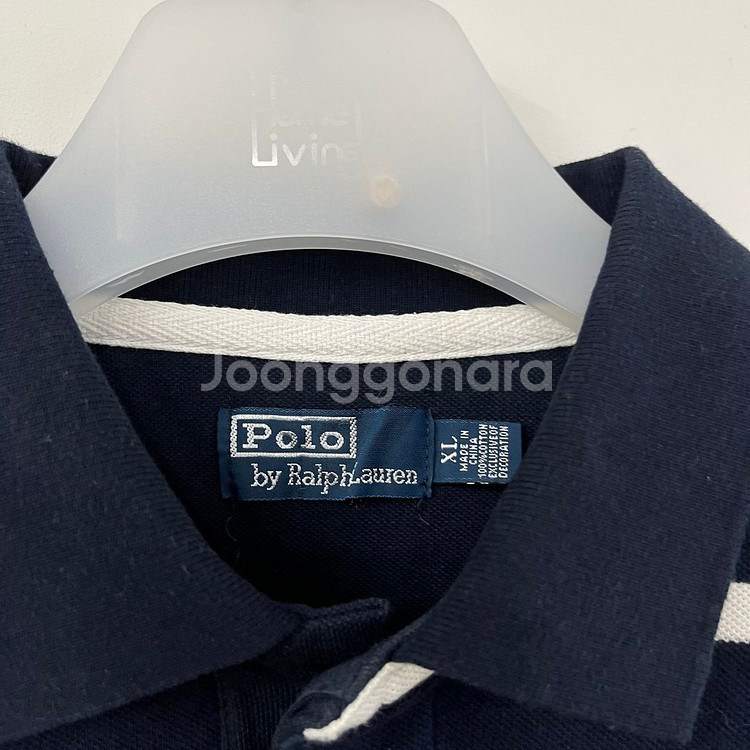 폴로 랄프로렌 스트라이프 네이비 카라 반팔 티셔츠--5