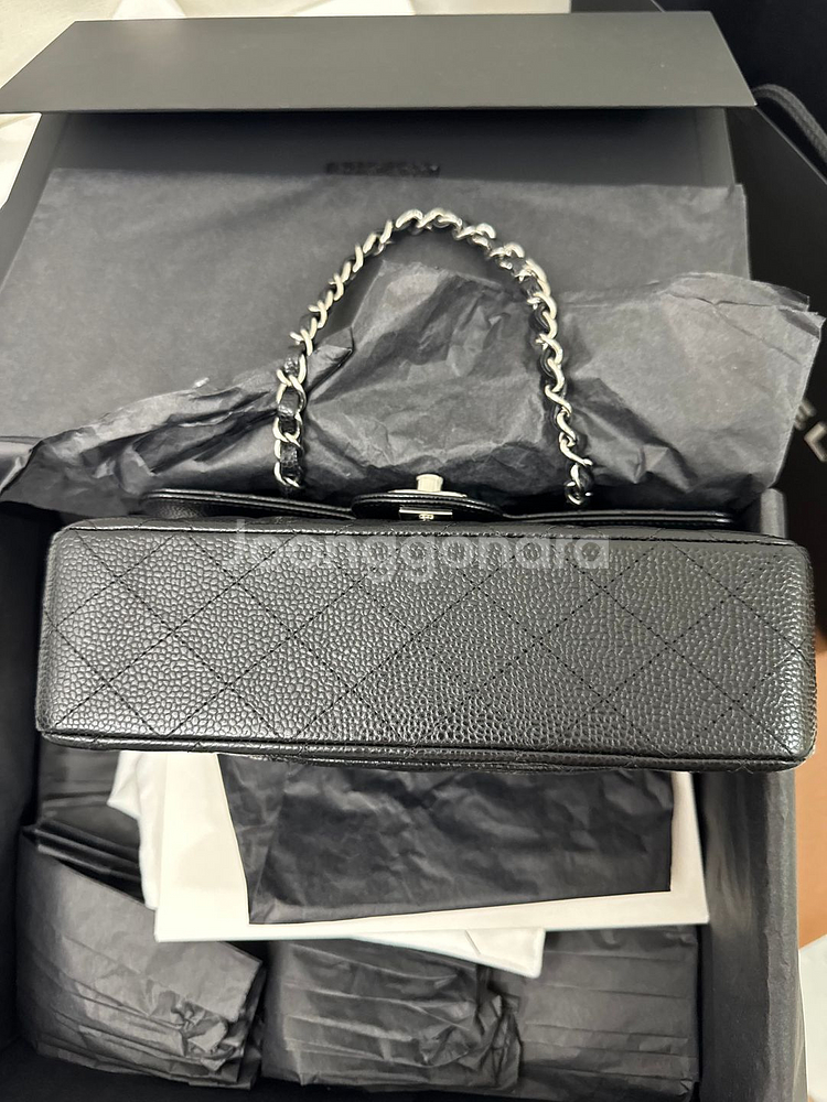 샤넬 클래식 스몰 캐비어 은장--4