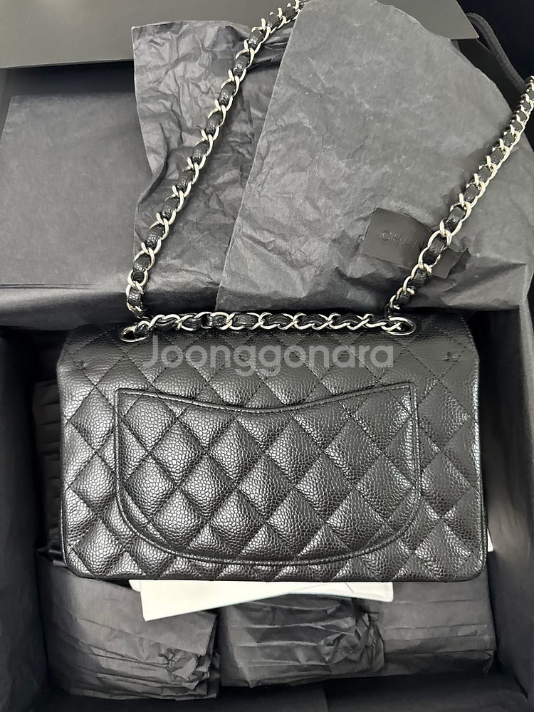 샤넬 클래식 스몰 캐비어 은장--6