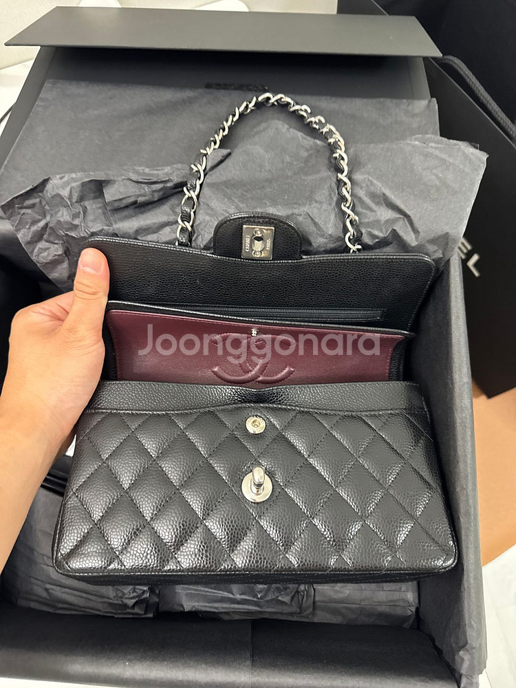 샤넬 클래식 스몰 캐비어 은장--7