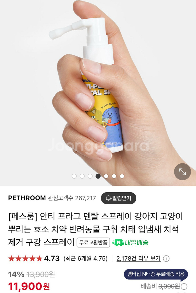 알로밍 반려동물브러쉬+뿌리는치약 일괄 새상품--3