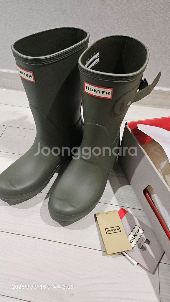 헌터 레인부츠 숏 다크올리브 230--0