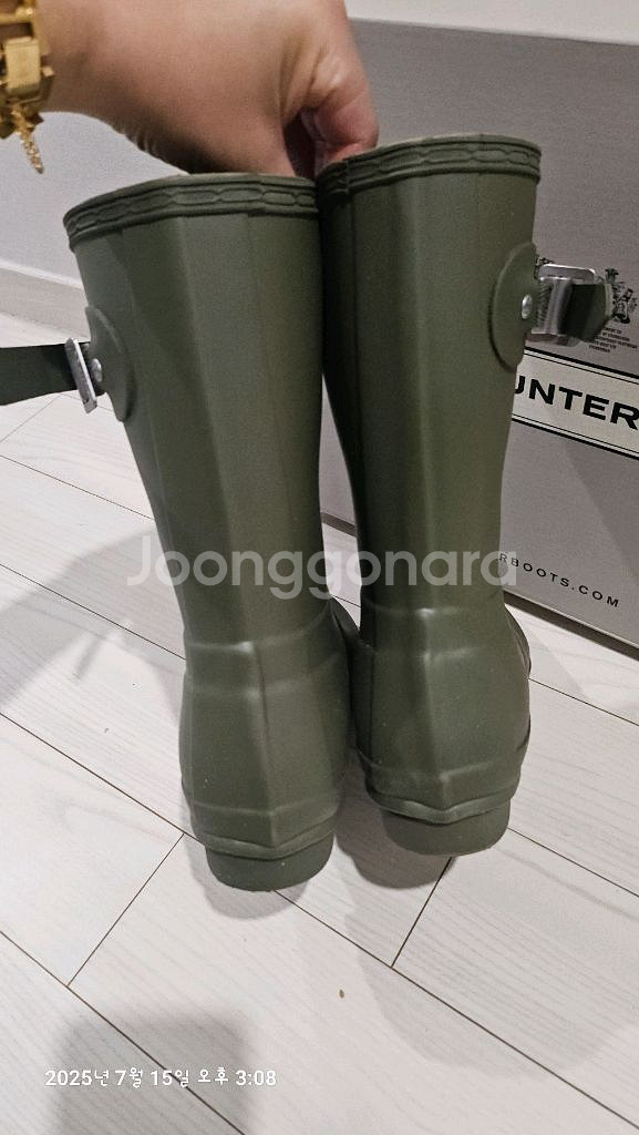 헌터 레인부츠 숏 다크올리브 230--5