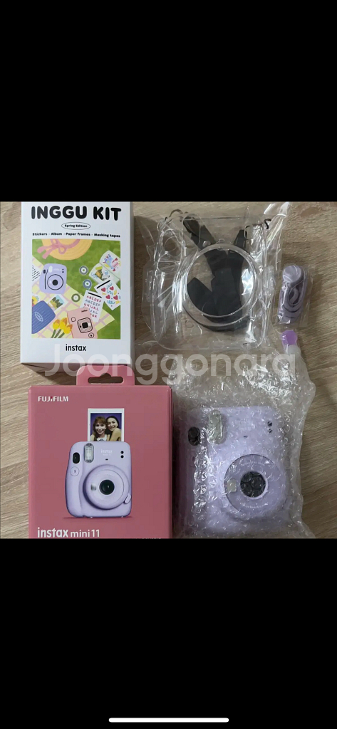 인스탁스 미니 11 퍼플 풀박 인꾸키트,투명케이스 포함--0