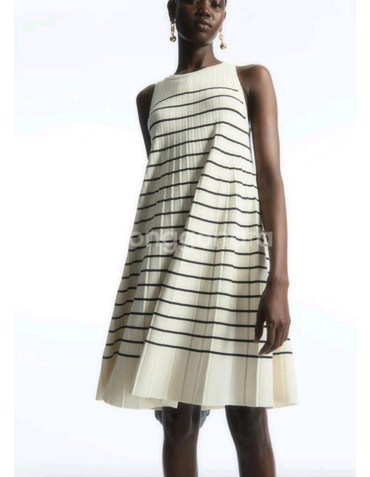 COS PLEATED A-LINE MINI DRESS--0