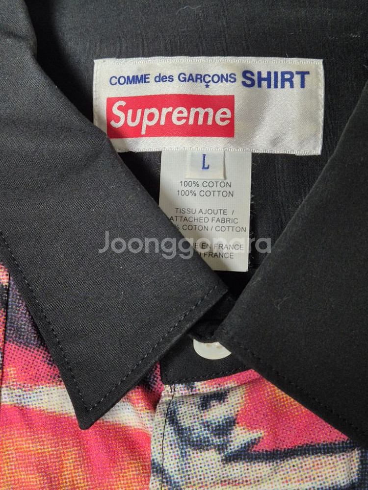 [L] 슈프림 꼼데가르송 16FW 패치워크 버튼업 셔츠--6