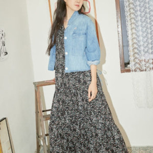 써스데이아일랜드 프릴 디테일 플로랄 롱 원피스 s사