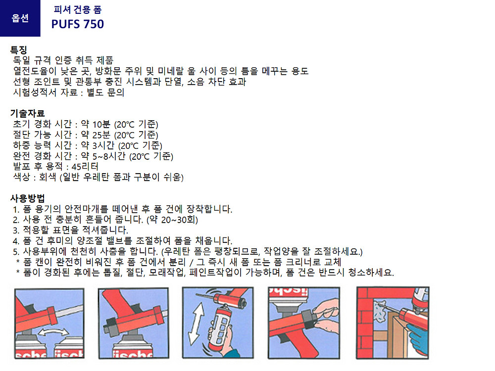 피셔 건용 폼 PUFS 750 B1 방화 750ml--1