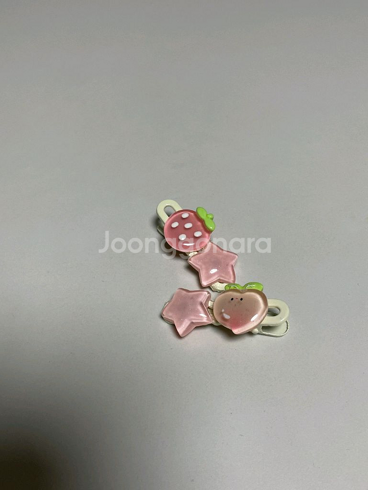 딸기 & 복숭아 모양 미니 집게핀 세트 (핑크 스타 장--3