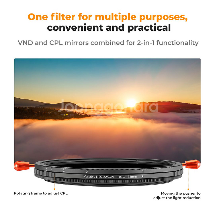 K&F 62mm 가변 ND2-32+CPL 필터 -캡포함--2