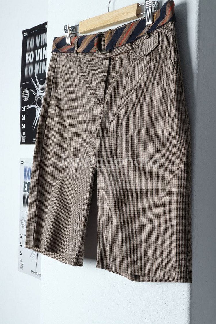 W(L-XL) 타미힐피거 반바지 팬츠 체크 벨트 면--2