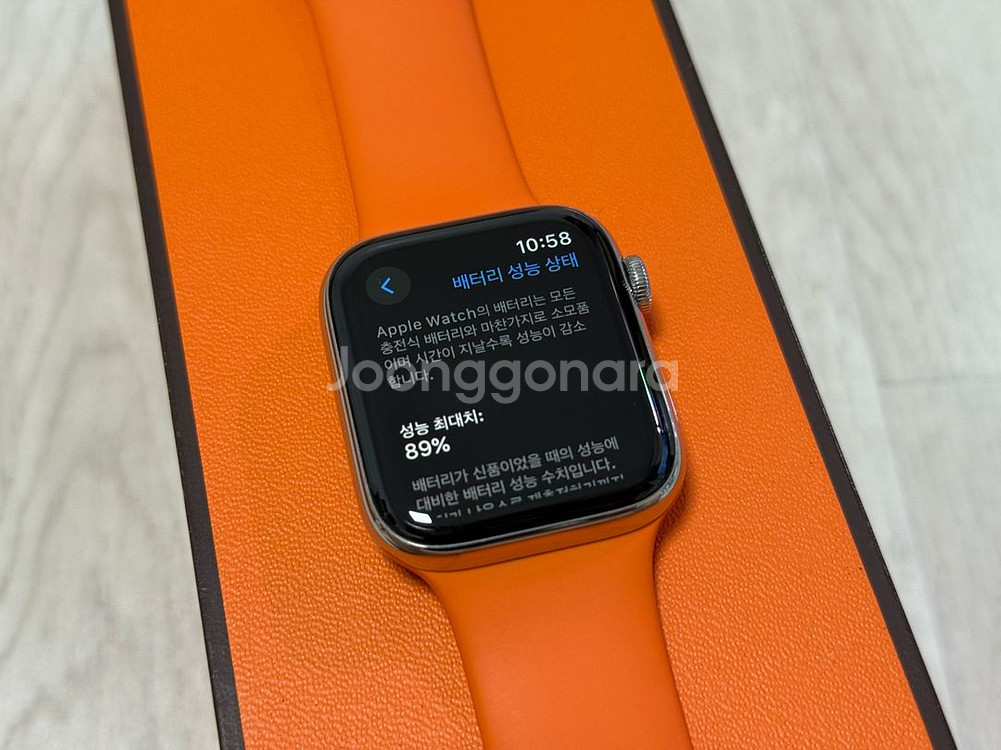 (배터리89) 애플워치4 에르메스 44mm 실버--5