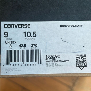 컨버스 잭퍼셀 JP 3V OX 화이트 새상품