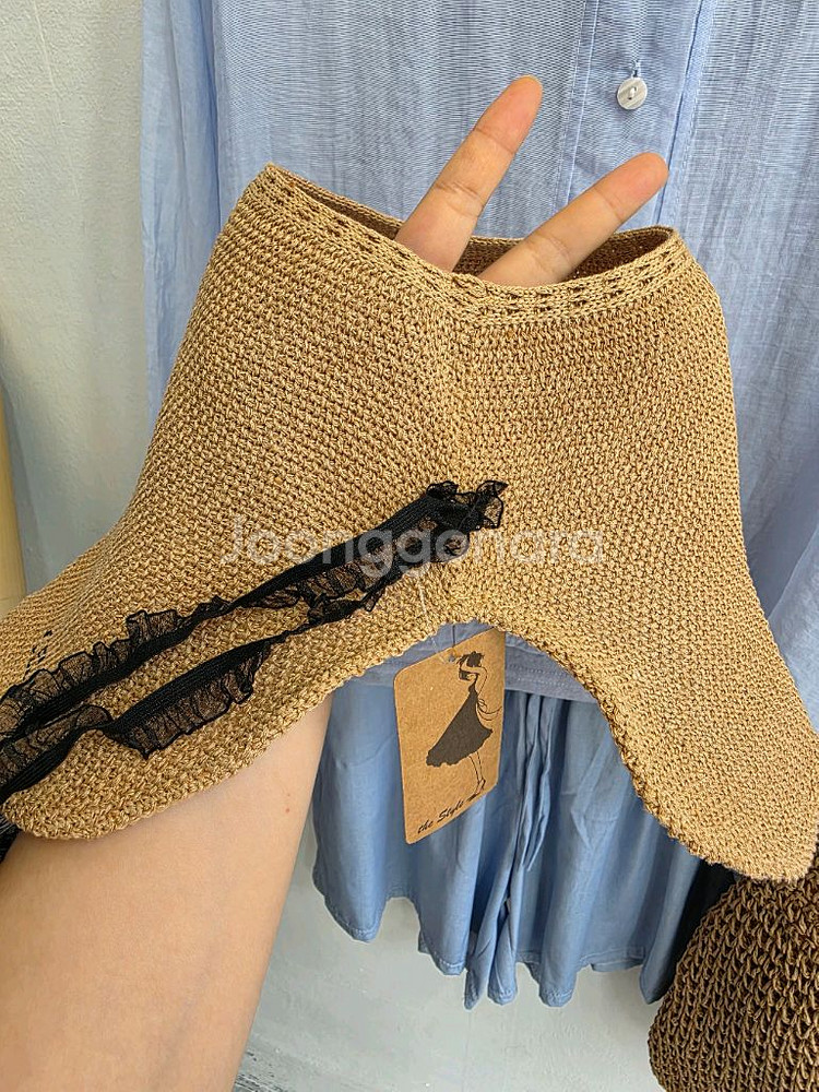 와펜자수 라탄 버킷햇 모자--8
