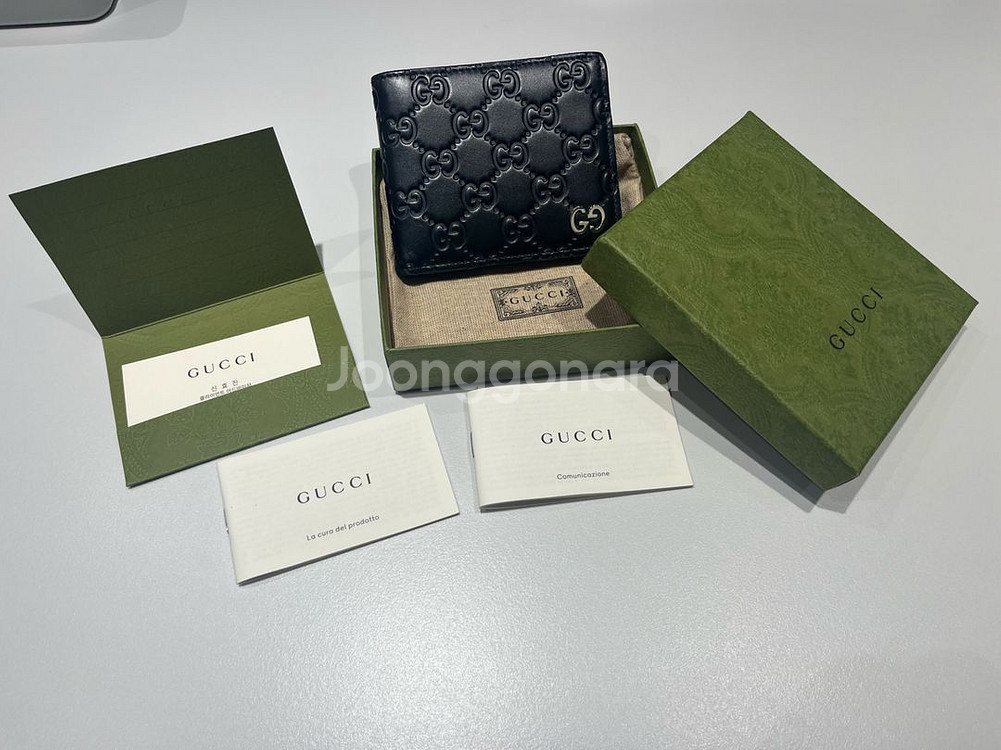 GUCCI 구찌 시그니처 시마 가죽 블랙 반지--0