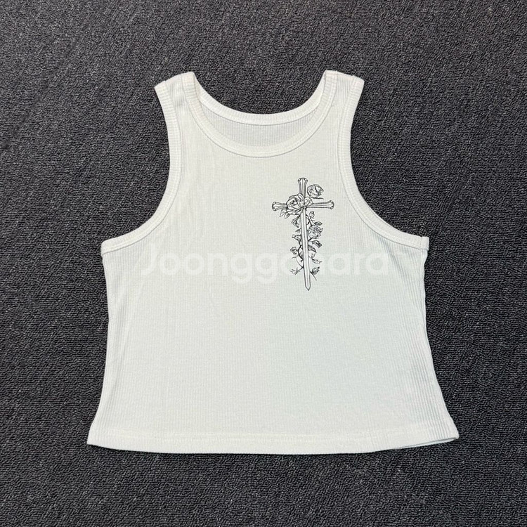 LEEY YEEL RIBBED 슬리브리스 탑--0