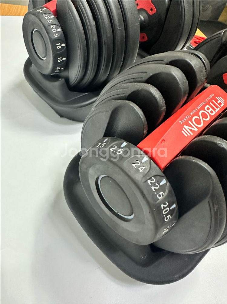 다이얼 무게조절 덤벨 세트 24kg 아령 바벨 2개--6