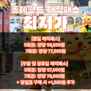 롯데월드 매직패스 5회/7회 최저가 (안심결제 가능)