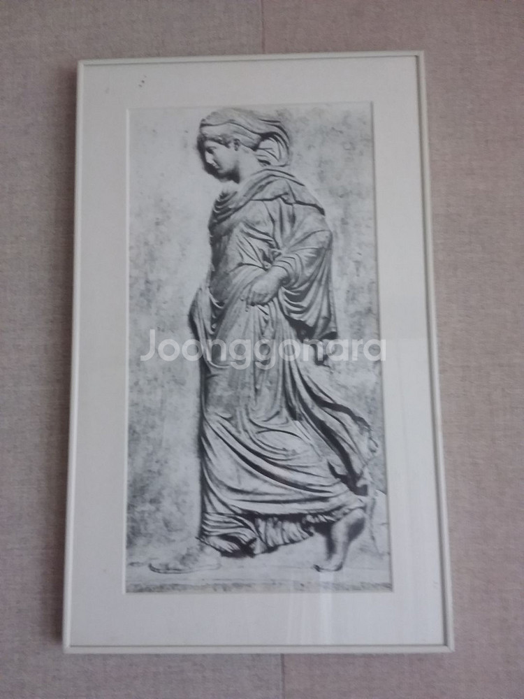 고대 그리스 부조 이미지 흑백 인테리어 액자--0