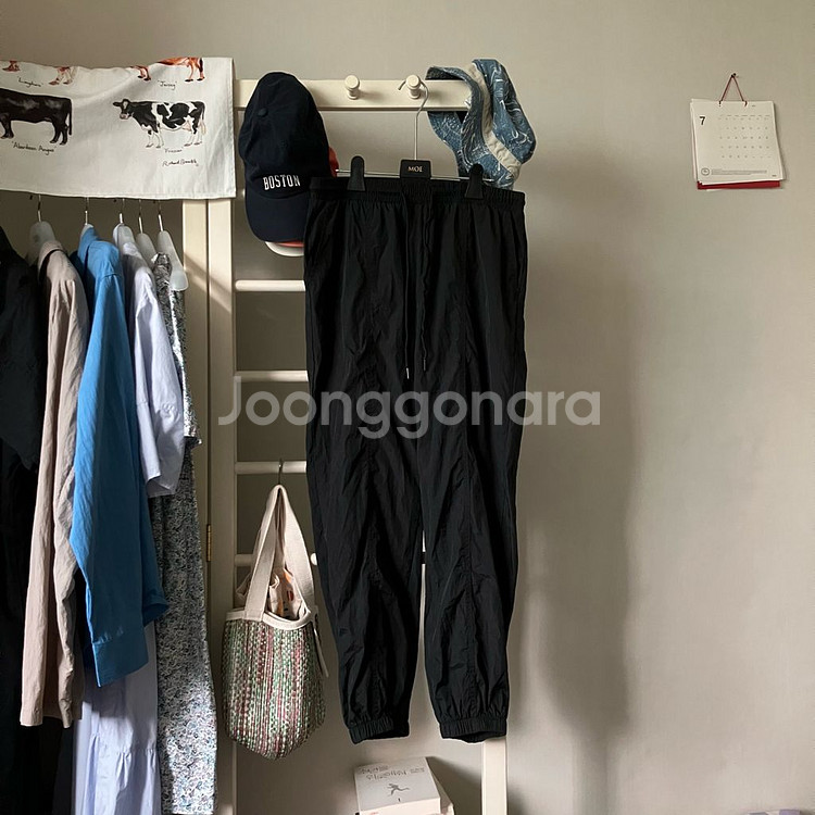 검정 나일론 조거팬츠 (L)--0