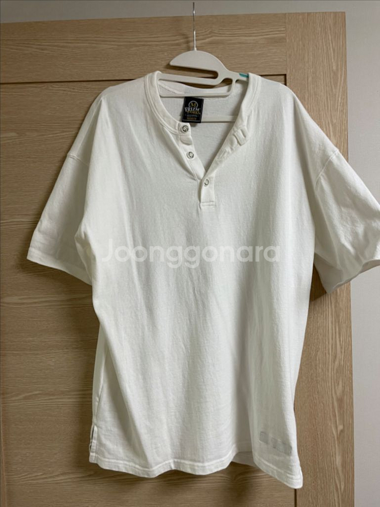 프리즘웍스 헨리넥 반팔티 흰색 m 미디움--0