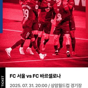 FC 서울 vs 바르셀로나 티켓 1매 (1등석 B)