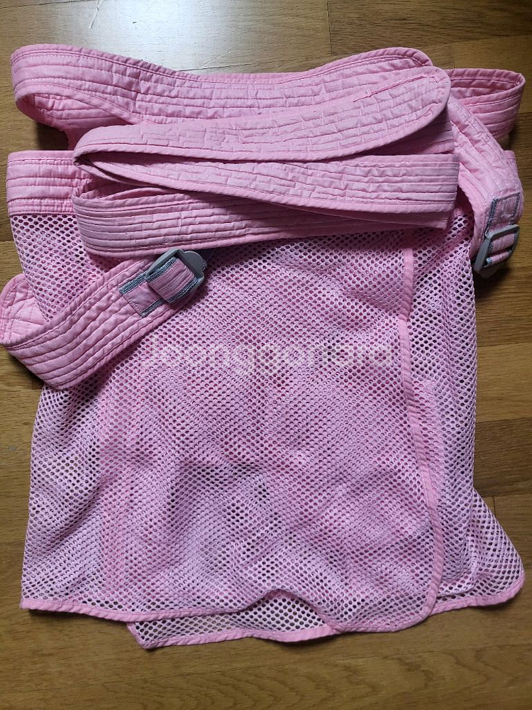 데님블루 아기띠와 핑크 포대기--3