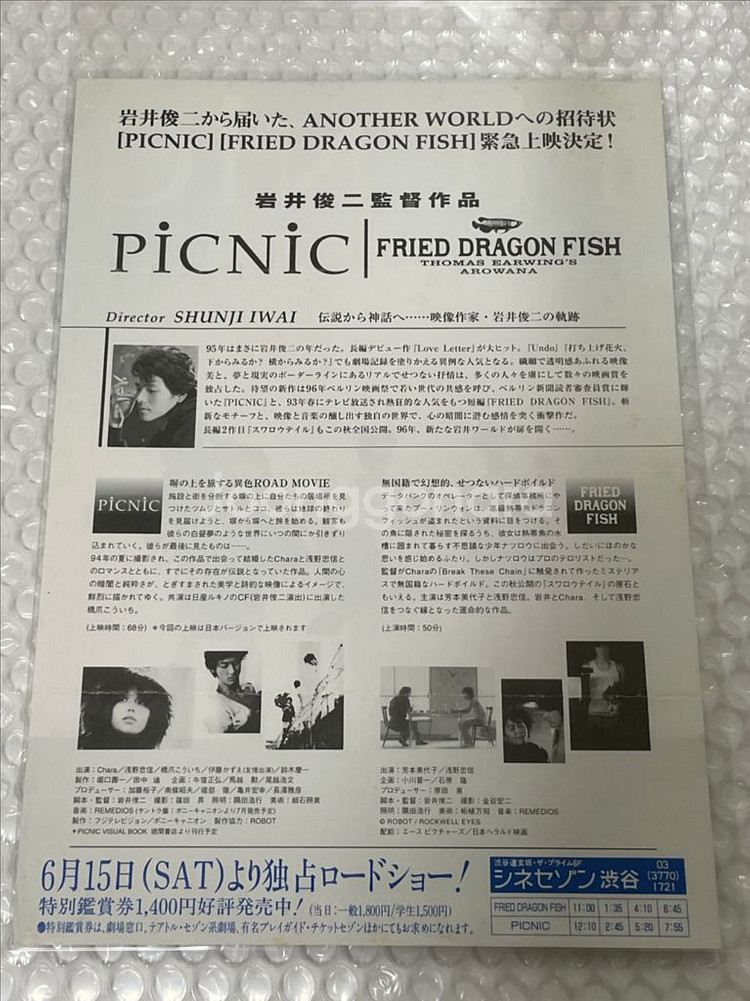 [영화 팜플렛] 피크닉 일본 영화 전단지 b5--1